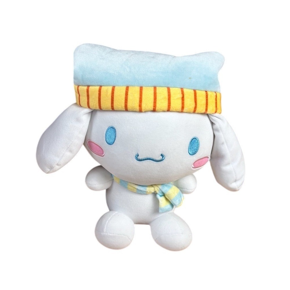 Sanrio Cinnamoroll Plush Stuffed Animal White w/ Sleepy‎ Nightcap & Scarf